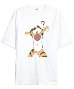 Winnie The Pooh Tigger Beyaz Oversize Unisex Tişört