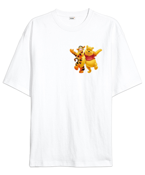 Tisho - Winnie The Pooh Tigger Beyaz Oversize Unisex Tişört