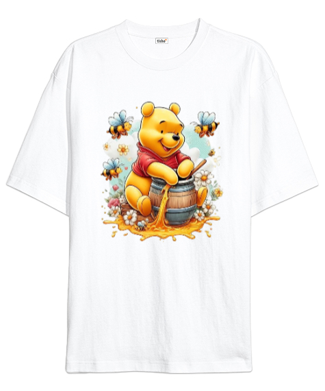 Tisho - Winnie the Pooh Winnie Beyaz Oversize Unisex Tişört