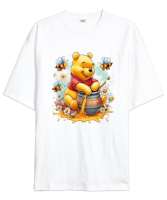 Winnie the Pooh Winnie Beyaz Oversize Unisex Tişört - Thumbnail