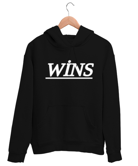 Tisho - WİNS Siyah Unisex Kapşonlu Sweatshirt