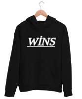 WİNS Siyah Unisex Kapşonlu Sweatshirt - Thumbnail