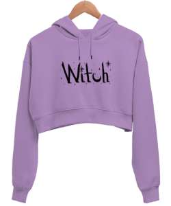 Witch Cadı Lila Kadın Crop Hoodie Kapüşonlu Sweatshirt