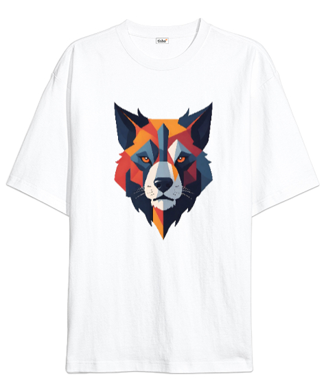 Tisho - wolf Beyaz Oversize Unisex Tişört