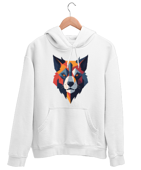 Tisho - wolf Beyaz Unisex Kapşonlu Sweatshirt