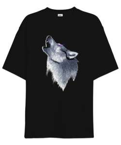 Wolf - Uluyan Kurt Siyah Oversize Unisex Tişört