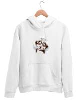 Wolfe Köpecik Beyaz Unisex Kapşonlu Sweatshirt - Thumbnail