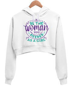 Woman Kadın Crop Hoodie Kapüşonlu Sweatshirt