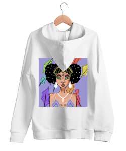 Women Beyaz Unisex Kapşonlu Sweatshirt