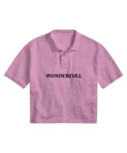 WONDERFULL TASARIM Pembe Kadın Crop Polo Yaka Tişört