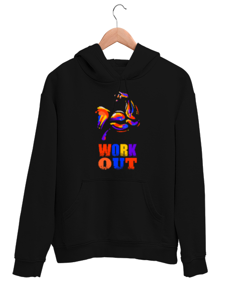 Tisho - Work Out - Gym - Halter - Fitness - Kas Siyah Unisex Kapşonlu Sweatshirt