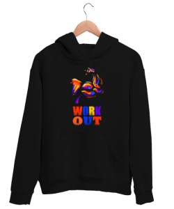 Work Out - Gym - Halter - Fitness - Kas Siyah Unisex Kapşonlu Sweatshirt