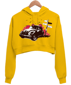 Woswos Kadın Crop Hoodie Kapüşonlu Sweatshirt