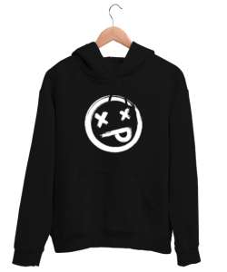 X Gözlü Emoji Surat - Face Siyah Unisex Kapşonlu Sweatshirt