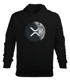 XRP to the Moon v1H Black Erkek Kapüşonlu Hoodie Sweatshirt