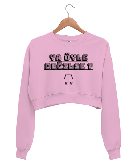 ya öyle değilse? Pembe Kadın Crop Sweatshirt