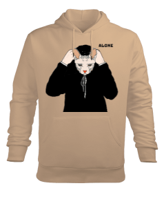 Yalnız Kedi Erkek Kapüşonlu Hoodie Sweatshirt