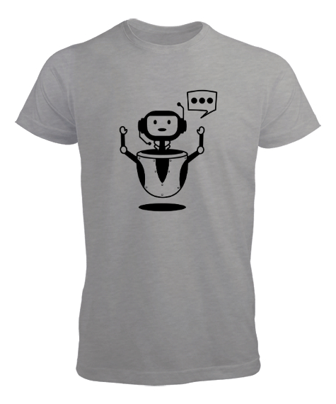 Tisho - Yapay Zeka - A.I. - Robot Gri Erkek Tişört