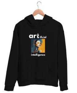 Yapay Zeka ve Sanat Siyah Unisex Kapşonlu Sweatshirt