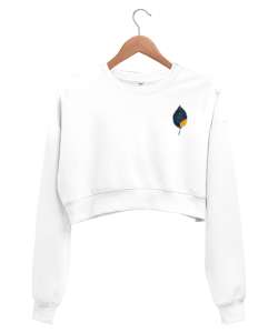 yaprak Beyaz Kadın Crop Sweatshirt