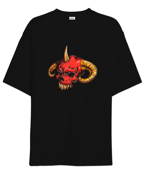Tisho - Yaratık Kafatası - Skull Siyah Oversize Unisex Tişört