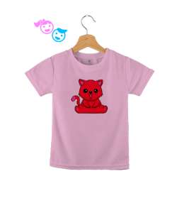 Yavru Kedi Resimli Pembe Çocuk Unisex