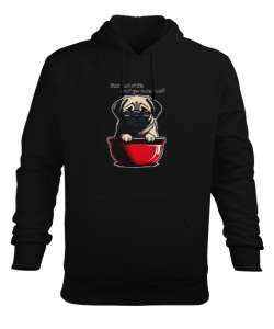 Yavru köpek baskılı Siyah Erkek Kapüşonlu Hoodie Sweatshirt