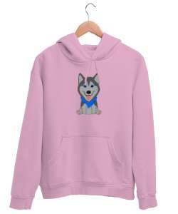 Yavru Kurt Resimli Pembe Unisex Kapşonlu Sweatshirt