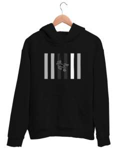 Yaya Geçidi ve Çizim Siyah Unisex Kapşonlu Sweatshirt