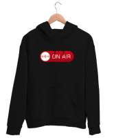 Yayında - On Air Siyah Unisex Kapşonlu Sweatshirt - Thumbnail