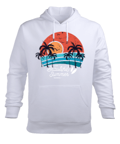 YAZ DESENLİ Erkek Kapüşonlu Hoodie Sweatshirt