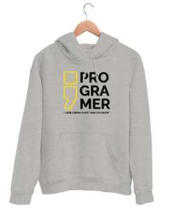 Yazılımcı - Programer Gri Unisex Kapşonlu Sweatshirt