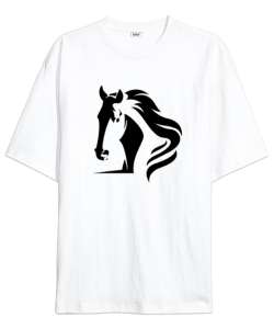 Yeleli Havalı At - Horse Beyaz Oversize Unisex Tişört