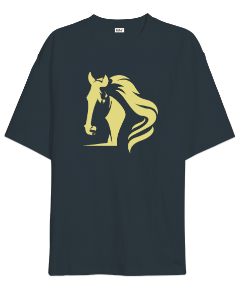 Tisho - Yeleli Havalı At - Horse Füme Oversize Unisex Tişört