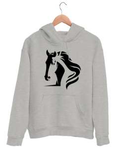 Yeleli Havalı At - Horse Gri Unisex Kapşonlu Sweatshirt