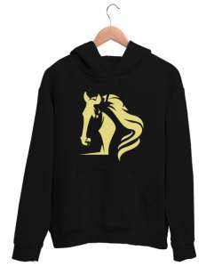 Yeleli Havalı At - Horse Siyah Unisex Kapşonlu Sweatshirt