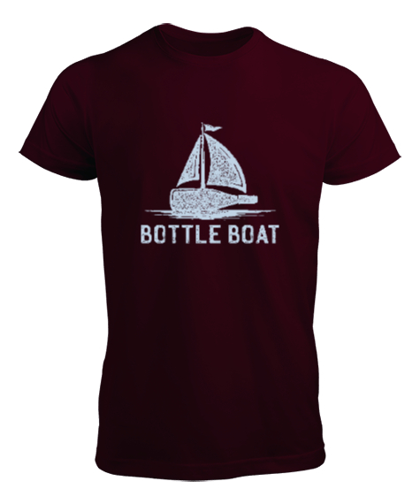 Tisho - Yelkenli Şişe - Bottle Boat Bordo Erkek Tişört