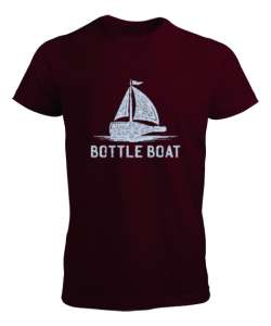 Yelkenli Şişe - Bottle Boat Bordo Erkek Tişört