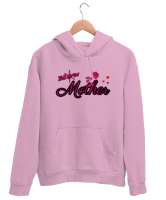 Yeni Anne - New Mother - Gül Ve Kalpler Pembe Unisex Kapşonlu Sweatshirt - Thumbnail