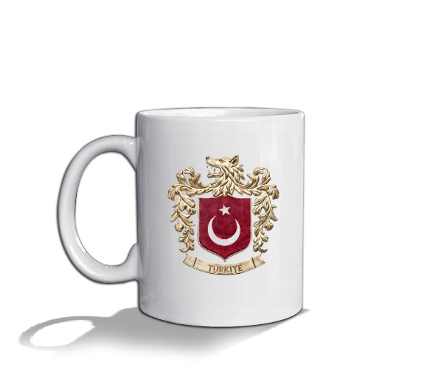 Tisho - Yeni Bozkurt Armalı Milli Arma Türkiye Beyaz Beyaz Kupa Bardak