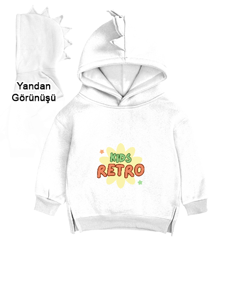 Tisho - yeni nesil Beyaz Çocuk Dinozor Kapşonlu Hoodie