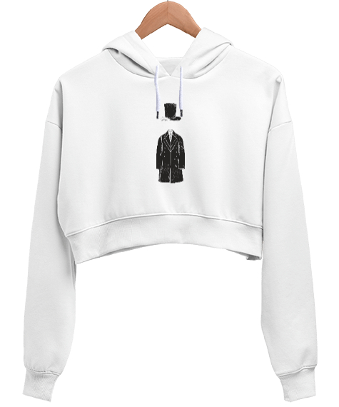 Tisho - yeni nesil Beyaz Kadın Crop Hoodie Kapüşonlu Sweatshirt