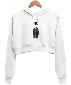 yeni nesil Beyaz Kadın Crop Hoodie Kapüşonlu Sweatshirt