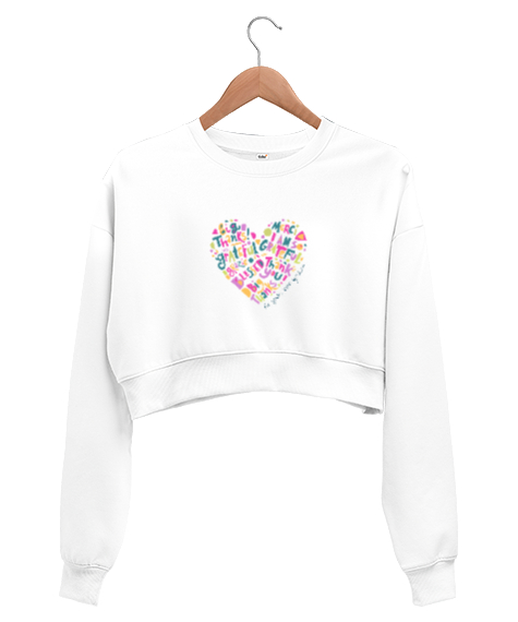 Tisho - yeni nesil Beyaz Kadın Crop Sweatshirt