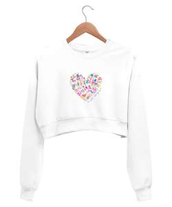 yeni nesil Beyaz Kadın Crop Sweatshirt