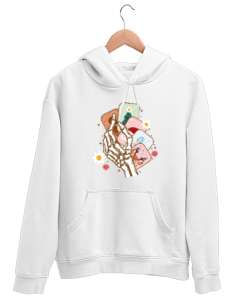 YENİ YIL KARTLARI Beyaz Unisex Kapşonlu Sweatshirt