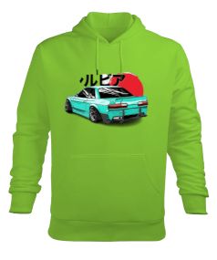 Yeşil modifiye araba baskılı Erkek Kapüşonlu Hoodie Sweatshirt