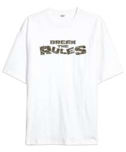 Yık Kuralları - Break Rules Beyaz Oversize Unisex Tişört