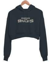 Yık Kuralları - Break Rules Füme Kadın Crop Hoodie Kapüşonlu Sweatshirt - Thumbnail