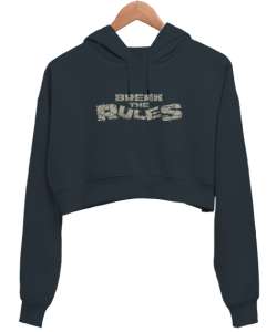 Yık Kuralları - Break Rules Füme Kadın Crop Hoodie Kapüşonlu Sweatshirt